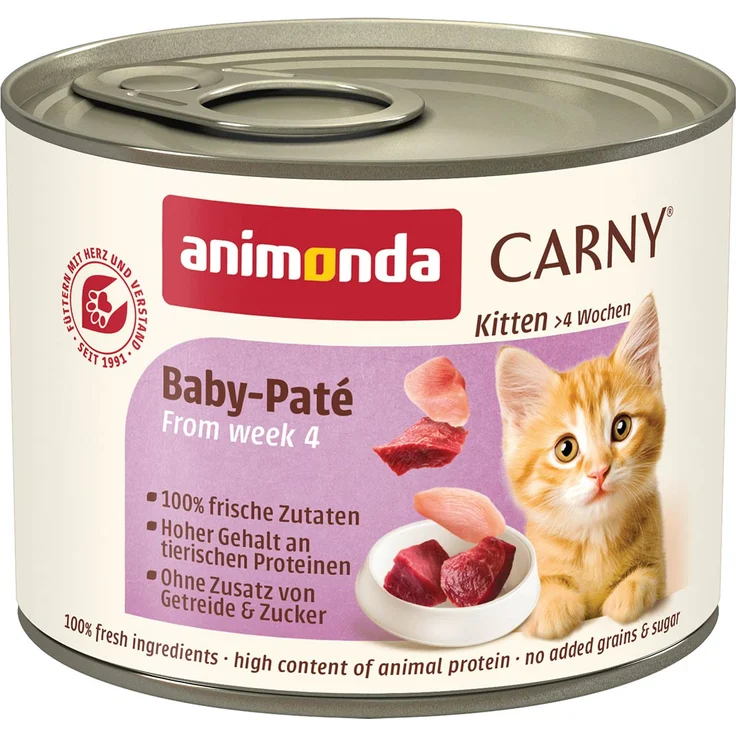animonda Carny Kitten Baby-Paté, Katzen-Nassfutter mit frischen fleischlichen Zutaten, 24x200g