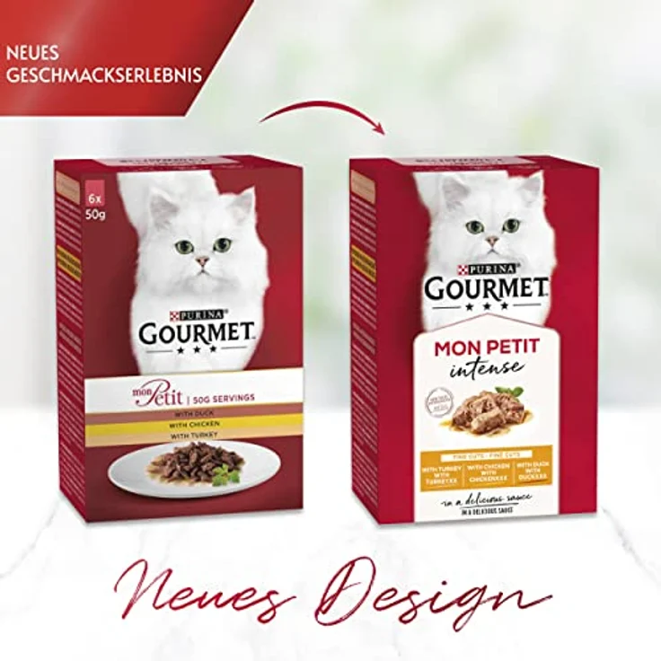 Gourmet Mon Petit Intense Katzenfutter nass, Geflügel-Variationen, 8er Pack mit 48 Portionen (8 x 6 Beutel à 50g) – Bild 2