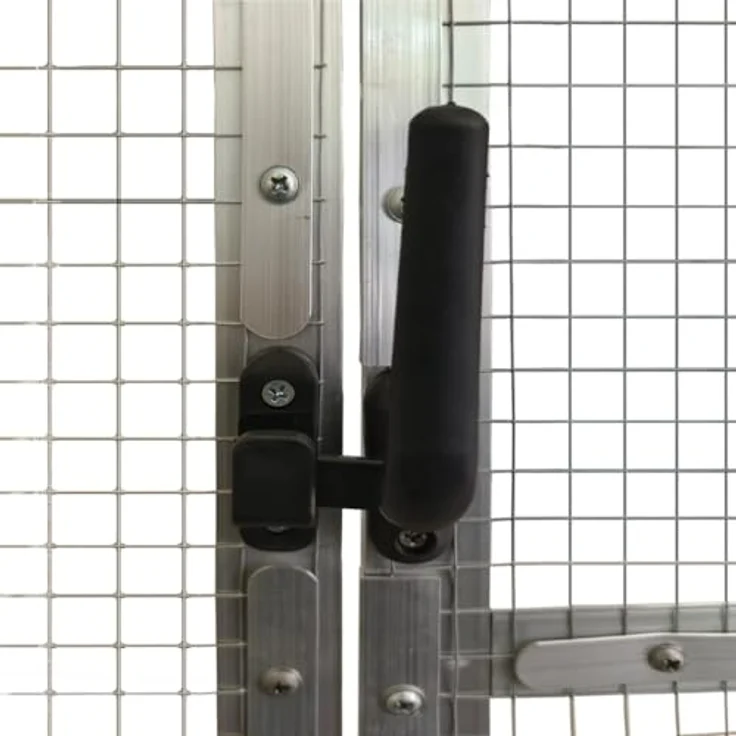 vidaXL Heidelore, Vogelkäfig + Voliere aus Aluminium, silbern, mit abschließbarer Tür und großzügigem Platz für Vögel und Kleintiere, 179 x 600 x 114/185 cm – Bild 6
