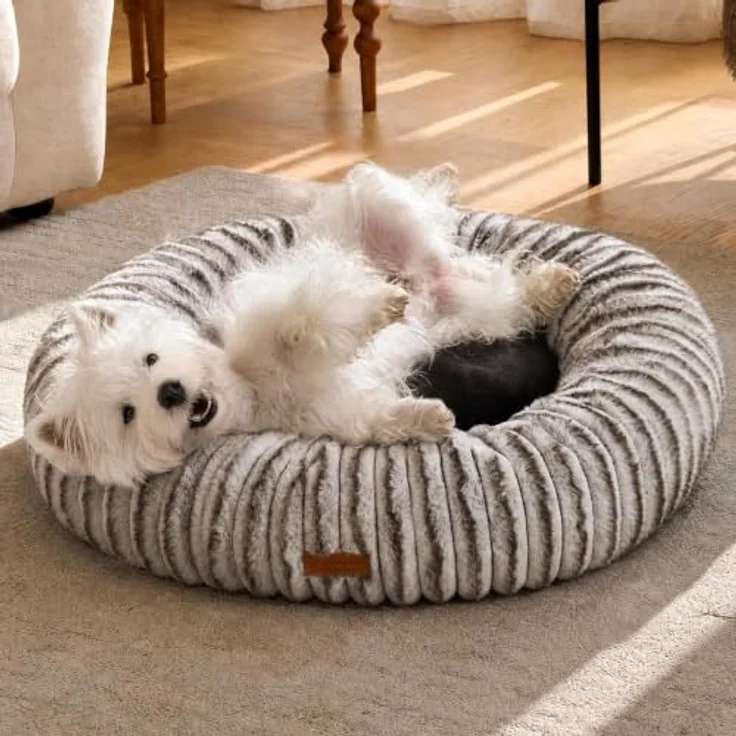 FUKUMARU Orthopädisches Hundebett, Katzenbett mit waschbarem Bezug, modernes Design mit Farbverlauf, 76 x 76 x 18 cm, Braun – Bild 1