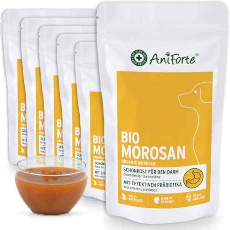 AniForte Bio Morosan Schonkost für Hunde bei Durchfall & Verdauungsstörungen, 6 x 100g - 100% BIO, natürliches Präbiotikum zur Unterstützung der Darmgesundheit und des Immunsystems – Bild 1