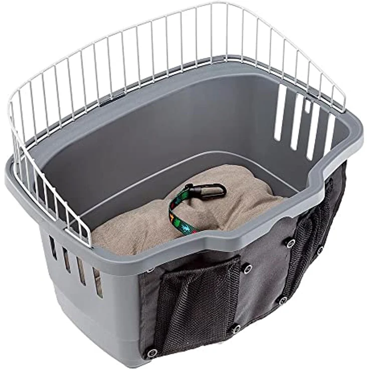 Ferplast Trasportino da bicicletta per cani Atlas Bike 20 Rapid, Fahrradkorb mit Sicherheitsgurt, Schnellkupplungssystem und waschbarem Kissen, 47 x 35,5 x h 34,5 cm, grau – Bild 3