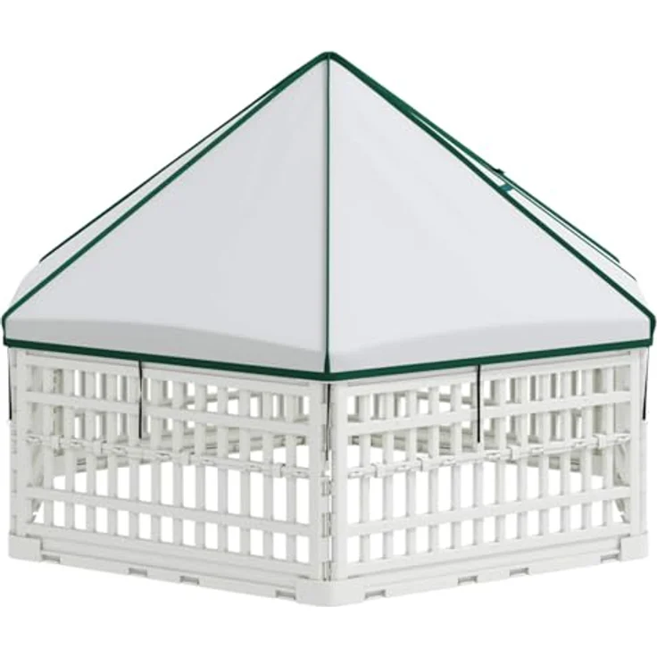 vidaXL Freigehege 6-Panel-Hundespielplatz aus robustem Kunststoff, wetterbeständig und klappbar, Weiß, 122 x 106,5 x 82 cm – Bild 8