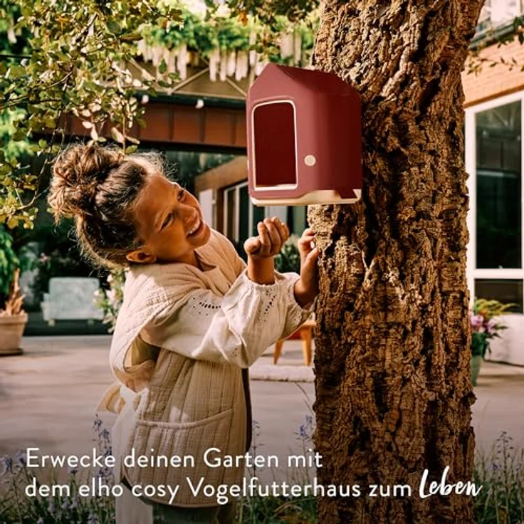 elho Cosy Bird Feeder 18cm, Vogelfutterhaus und Vogeltränke aus 100% recyceltem Plastik, Rot/Toskanisches Rot, L17.6 x B18 x H23 cm – Bild 2