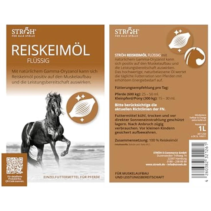 STRÖH Reiskeimöl für Pferde (1l) • 100% Natürlich, Ohne Zusätze, Premium-Futterergänzung für Muskelaufbau und Leistungssteigerung – Bild 2