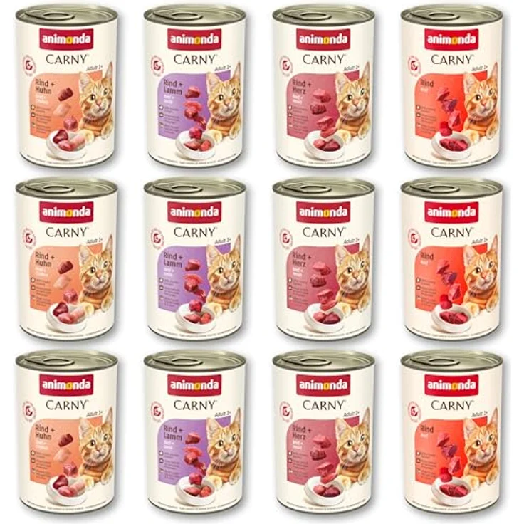 animonda Carny Adult Herzhafte Variation, Katzennassfutter für ausgewachsene Katzen, 12 x 400 g, 100 % frische, fleischliche Zutaten, ohne Getreide und Zucker – Bild 3