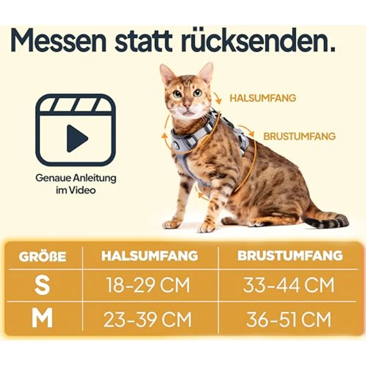 Tierhood Katzengeschirr mit Leine [Neue, LEICHTE Version] - Komfortables Set für Katzen und Kitten, Grün, Größe M, mit 1,4m Leine, sichere Schnallen und reflektierenden Elementen – Bild 3