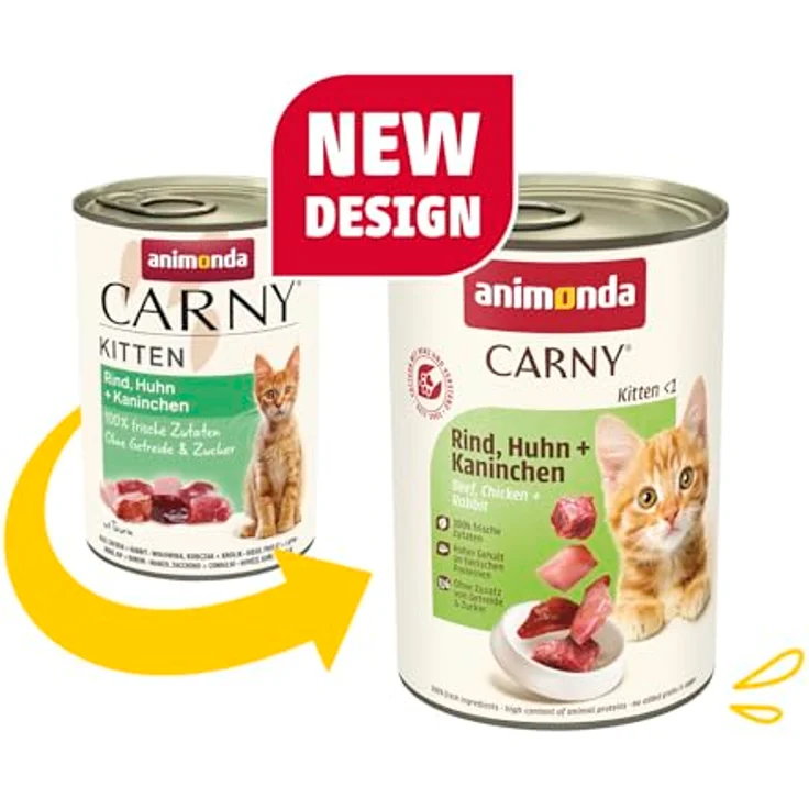animonda Carny Kitten Nassfutter, Rind, Huhn + Kaninchen, 12x400g, ausgewogene Ernährung für wachsende Katzen – Bild 2