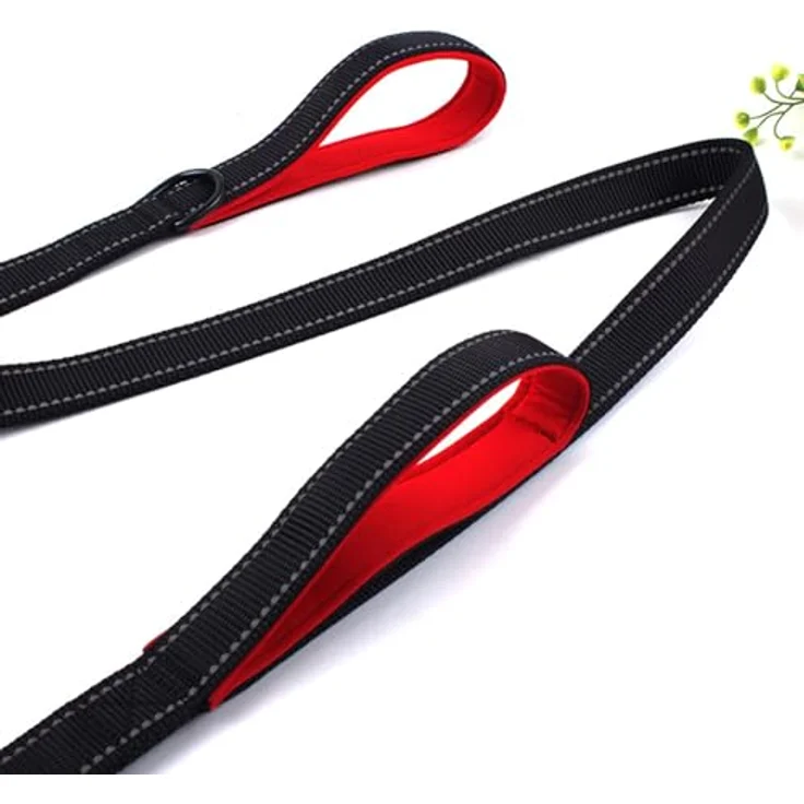 Eyeleaf Hundeleine, 1,8 m reflektierend, doppelt gepolstert, strapazierfähig aus Nylon, für große und mittlere Hunde, schwarz – Bild 2
