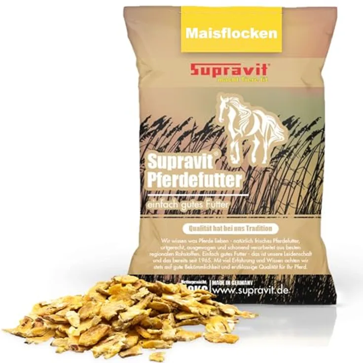 Supravit Maisflocken 20kg, 100% Naturrrein, energiereiches Pferdefutter für schnelle Gewichtszunahme