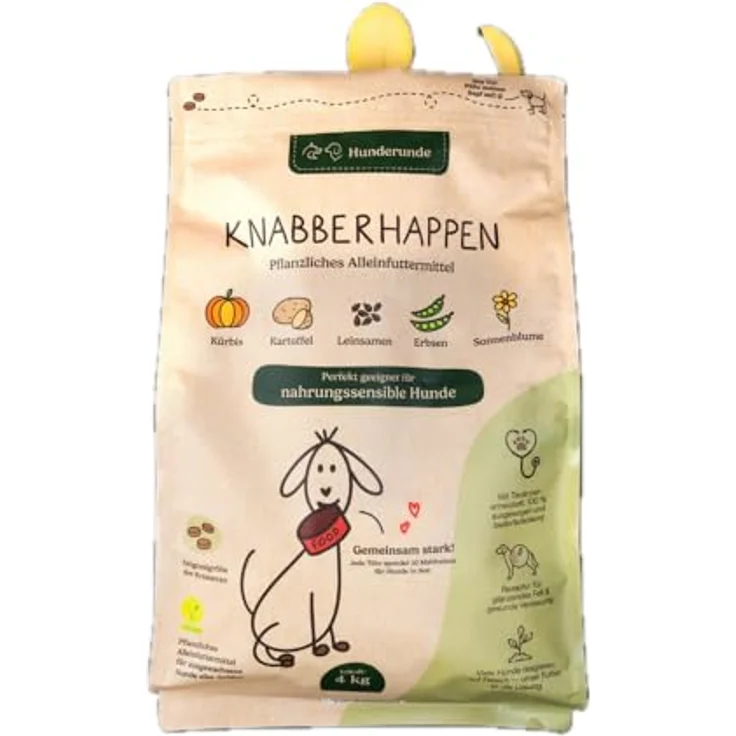Hunderunde Hunderunde Trockenfutter, 2x4kg, veganes Alleinfutter mit Insektenprotein, Kichererbsen & Süßkartoffeln, fördert Verdauung & Fellglanz – Bild 1