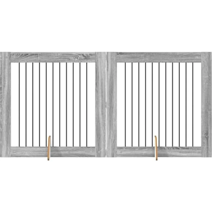 vidaXL Laufstall für Hunde, manuell, 2 Stück, tragbar, zusammenklappbar, Sonoma-Grau, 100 x 100 cm, ideal für Haustiere im Innenbereich – Bild 1