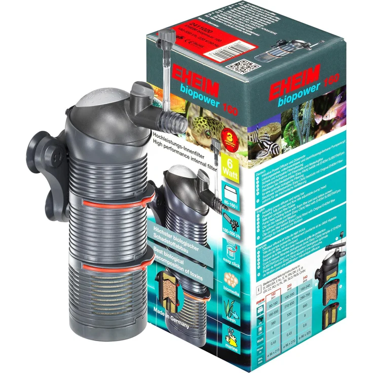 Eheim Biopower 160+ media, Innenfilter für 160 l Aquarien, Süsswasser & Salzwasser, modulare Filtertechnik mit Easy-Klick System