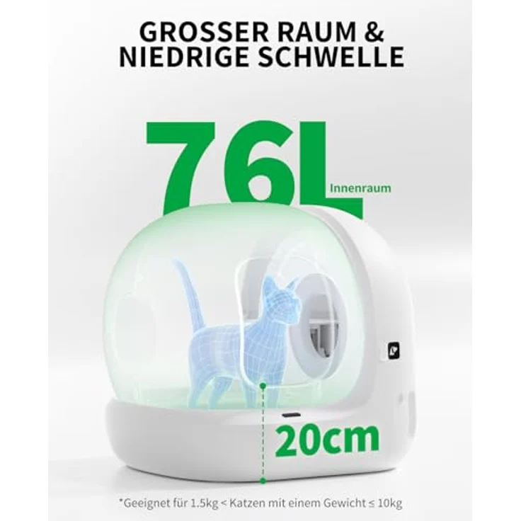PETKIT Pura Max 2, Selbstreinigende Katzentoilette mit 76L Fassungsvermögen, xSecure Sicherheitssystem, App-Steuerung, Geruchsbeseitigung für mehrere Katzen – Bild 2