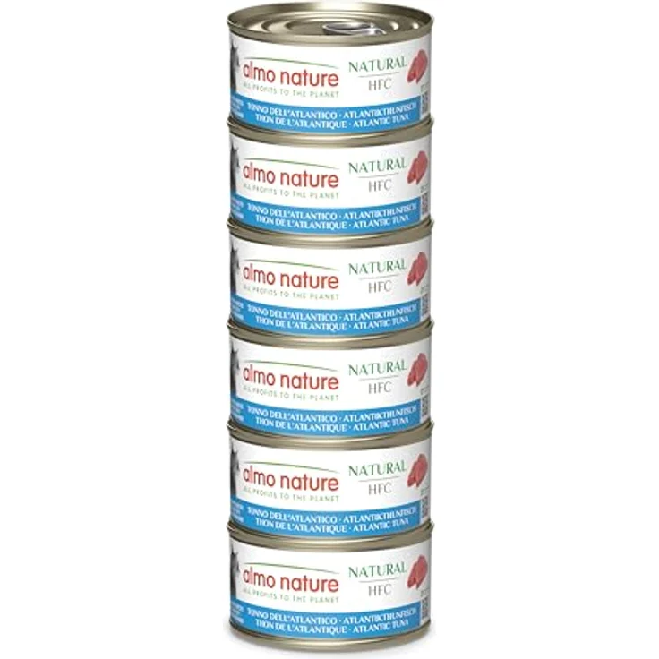 Almo Nature HFC Natural - Nassfutter für ausgewachsene Katzen - Atlantischer Thunfisch - Human Grade, Glutenfrei, Monoprotein - 6 x 70g – Bild 1