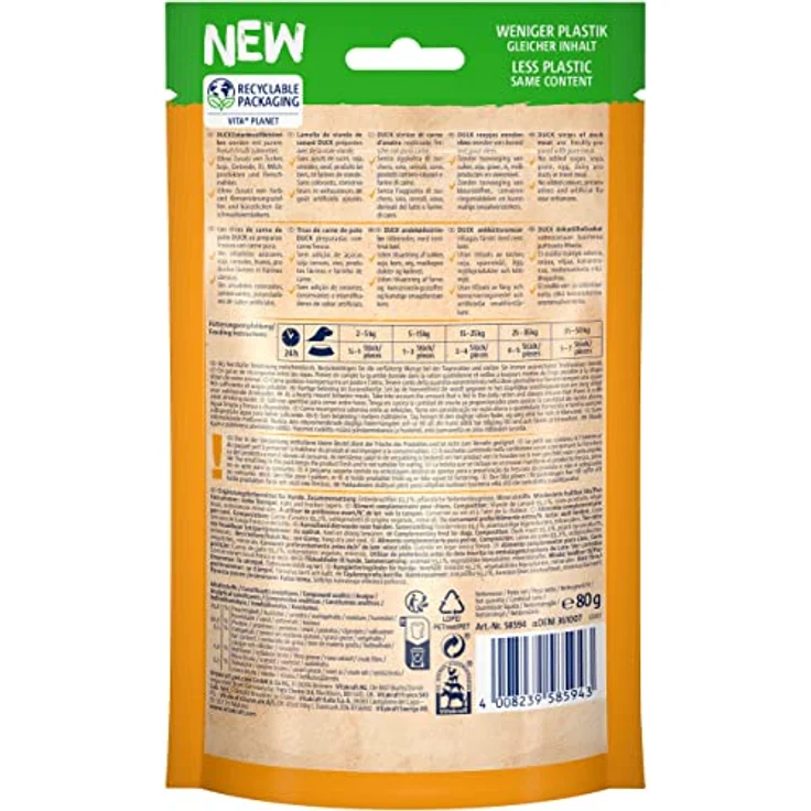 Vitakraft Duck Entenbrustfiletstreifen, fleischiger Hundesnack ohne Zusatzstoffe, 80g – Bild 3