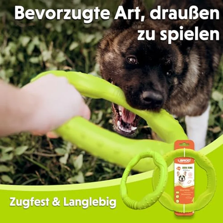 LaRoo Hund Frisbee Fitness Ring, 22 cm unzerstörbare Flugscheibe, schwimmfähig und wasserfest für mittelgroße und kleine Hunde – Bild 2