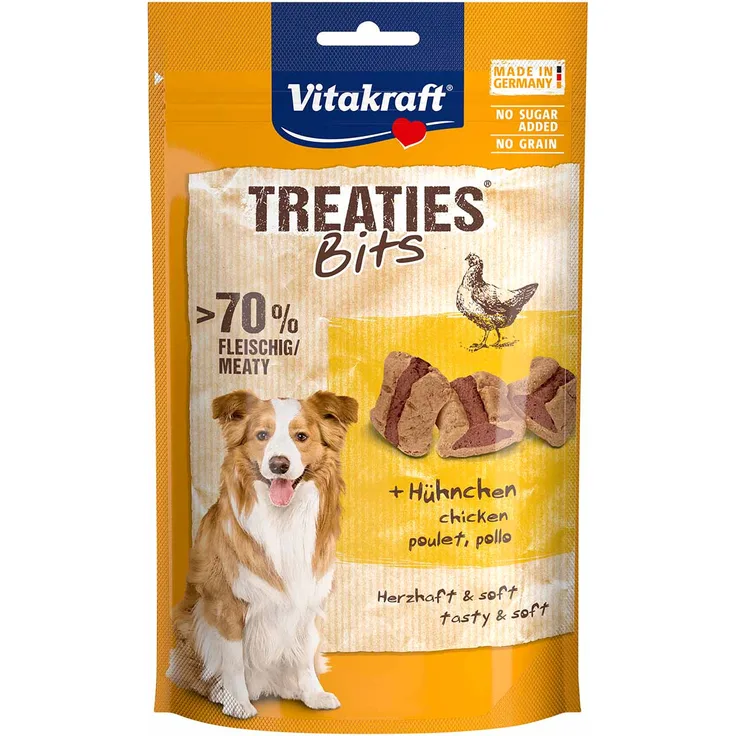 Vitakraft Treaties Bits Hühnchen, Hunde-Snack für große und kleine Hunde, 120g