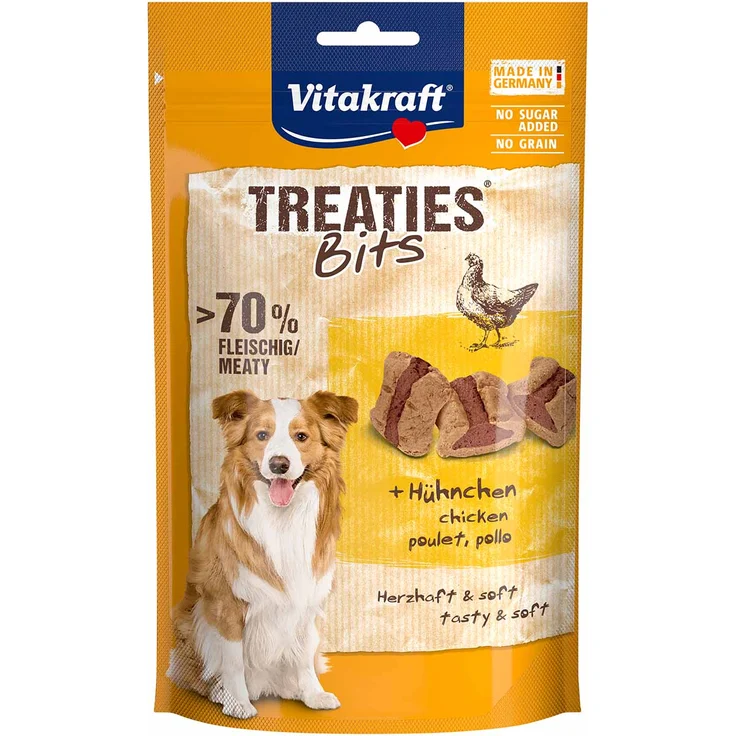 Vitakraft Treaties Bits Hühnchen, Hunde-Snack für große und kleine Hunde, 120g
