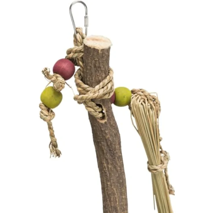 Trixie Toy 56 cm, Vogelspielzeug aus Holz mit Rattan und Gras – Bild 2