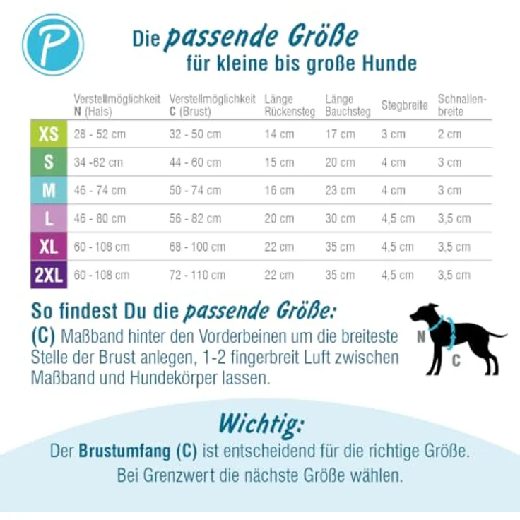 Petlando Hundegeschirr Y-Comfort, gepolstert und atmungsaktiv, stufenlos verstellbar für große Hunde, Schwarz, XXL – Bild 5