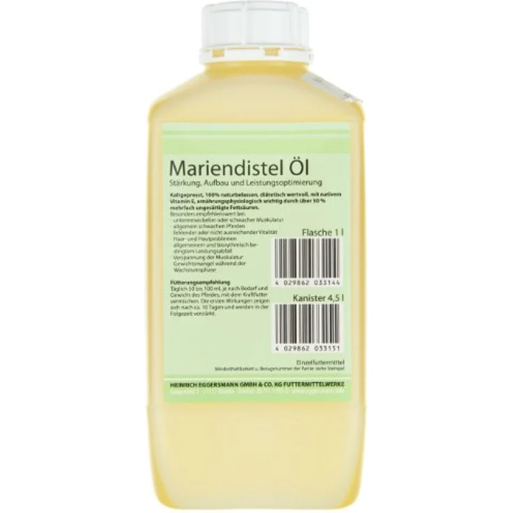 Eggersmann Mein Pferdefutter Mariendistel-Öl 1 l | Kaltgepresstes Mariendistelöl für Pferde | Unterstützt Fellwechsel & Immunsystem, reich an Vitaminen & Mineralstoffen – Bild 2