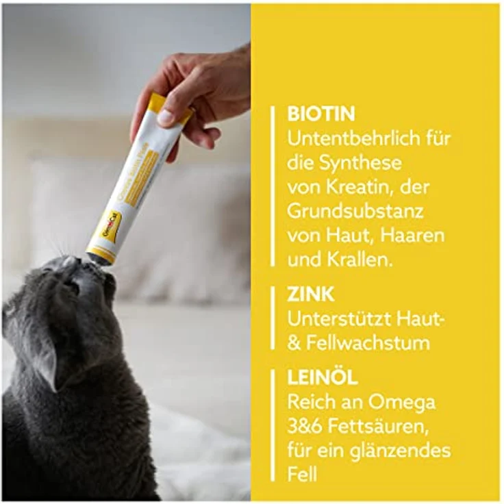 GimCat Cheese Biotin Paste, Katzenfutter zur Unterstützung von Haut- und Fellgesundheit, 100 g – Bild 3