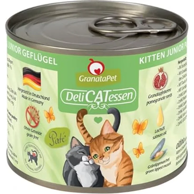 GranataPet Kitten Geflügel, Nassfutter für Kitten, getreidefrei, 6er Pack (6 x 200 g)
