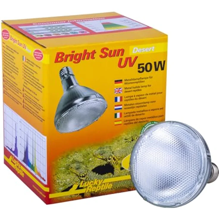 Lucky Reptile Bright Sun UV Desert, 50 Watt Terrarienbeleuchtung mit optimiertem Spektrum für Wüstenreptilien