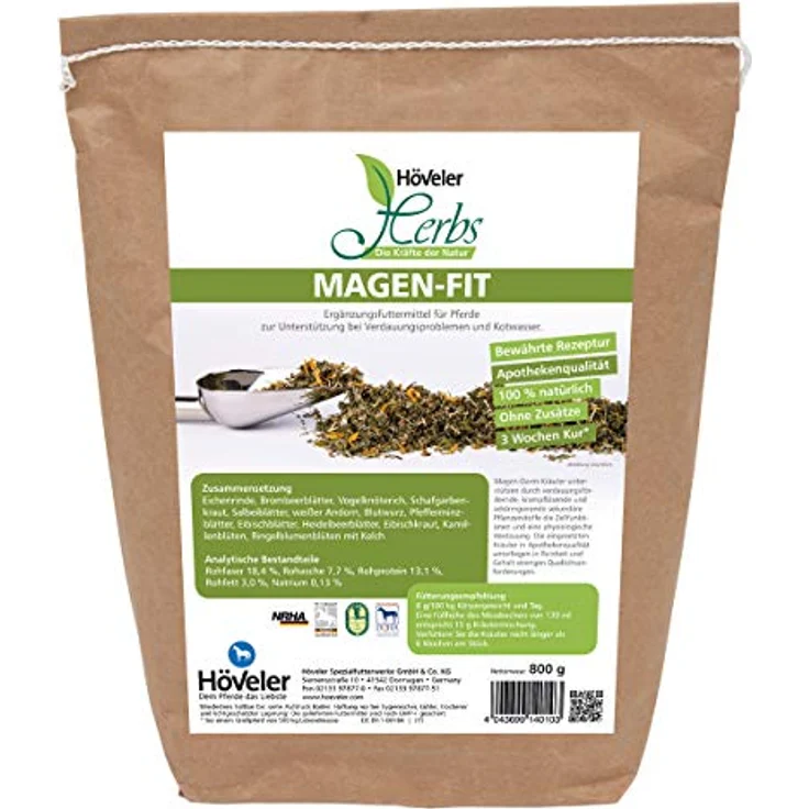 Höveler Magen-Fit 800g, Verdauungsförderndes Pferdefutter zur Unterstützung bei Verdauungsproblemen und Kotwasser, 3-wöchige Kur – Bild 1