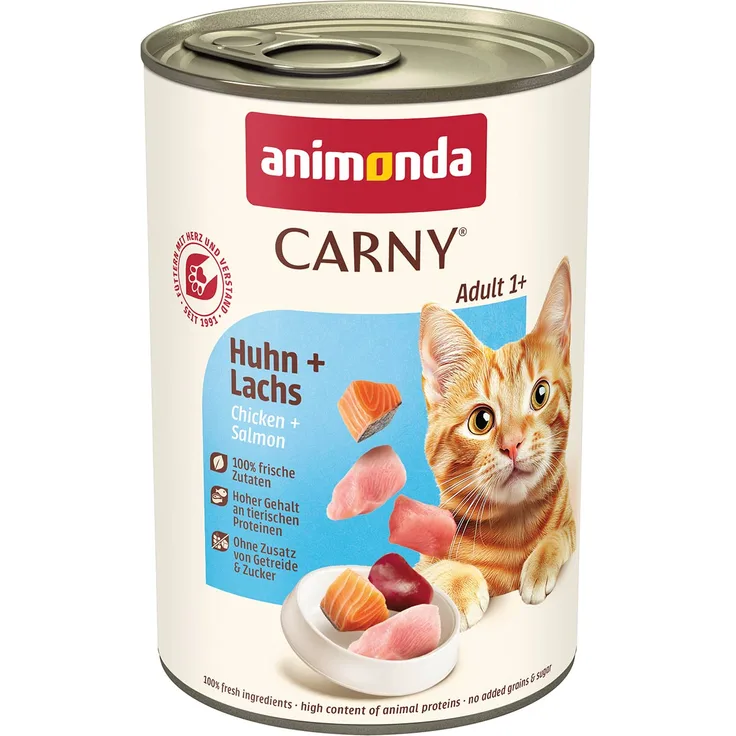 animonda Carny Adult Huhn + Lachs, Katzen-Nassfutter in 6x400g, ausgewogene Ernährung für erwachsene Katzen von 1-6 Jahren