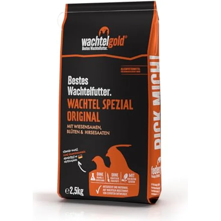 WachtelGold Wachtel Spezial Original 2,5kg Alleinfutter mit natürlichen Superfoods für gesunde Wachteln