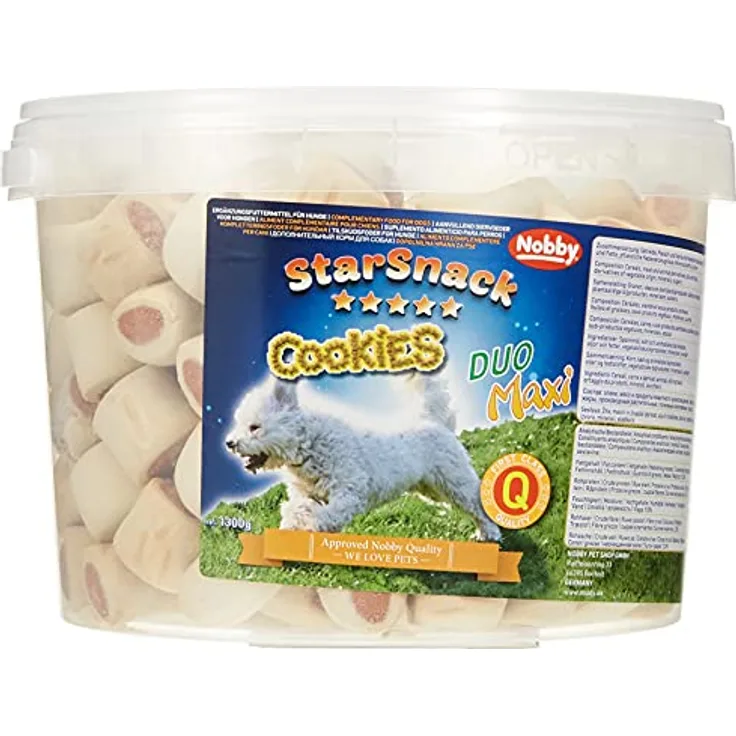 Nobby STARSNACK Cookies Duo Maxi, 1,3 kg Eimer für Hunde, ideal als Snack oder Belohnung