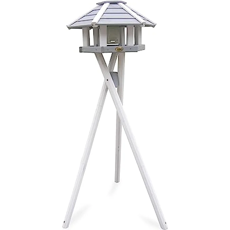 Habau 2518 Vogelhaus Ottawa mit Silo und Ständer, grau-weiß – Bild 2