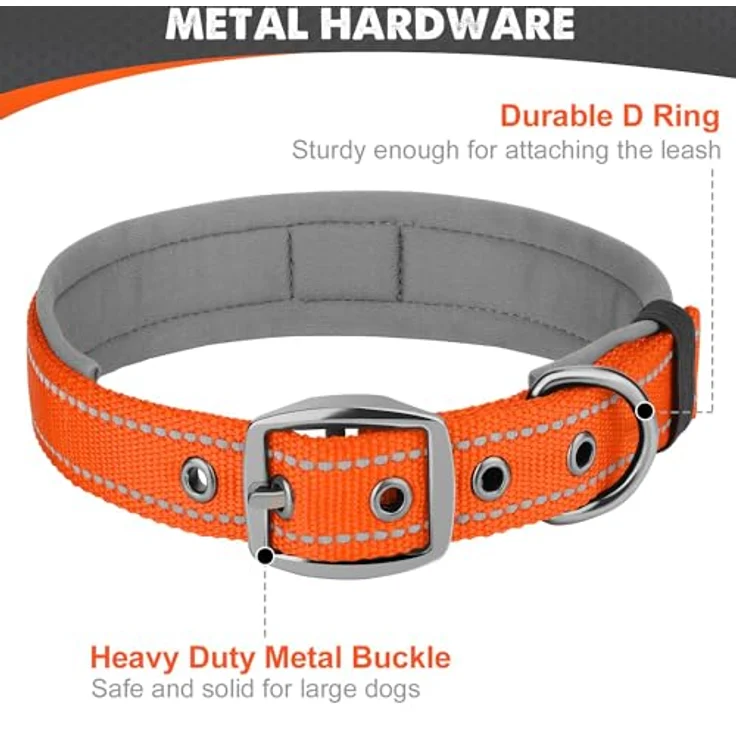 Joytale Hunde Halsband, Weiches gepolstertes Neopren Halsband für kleine Hunde, Nylon reflektierend, orange, 28-37 cm – Bild 5