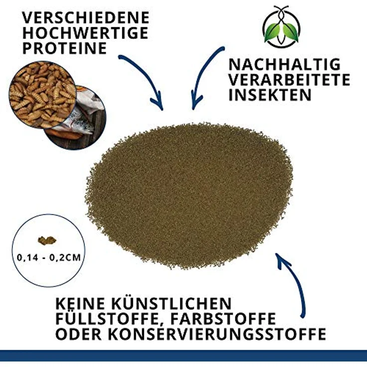 Fluval Bug Bites Fischfutter mit Insektenlarven, langsam sinkendes Granulat 1,4-2,0mm, 125g für tropische Fische, reich an Proteinen und Omega-Fettsäuren – Bild 2