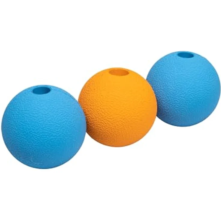 Amazon Basics Supreme Gummibälle für Hunde, 6.35 cm, strapazierfähiger Naturkautschuk, 3 Stück, Blau/Orange – Bild 1