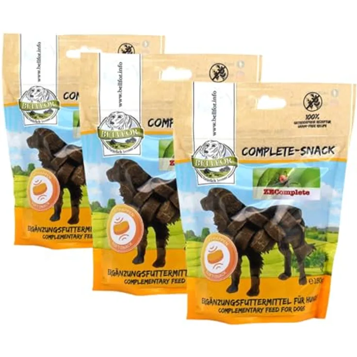 Bellfor Complete-Snack ZEComplete für Hunde, 3x150 g Getreidefreier Hundesnack mit natürlichem Insektenprotein und hoher Laurinsäurekonzentration