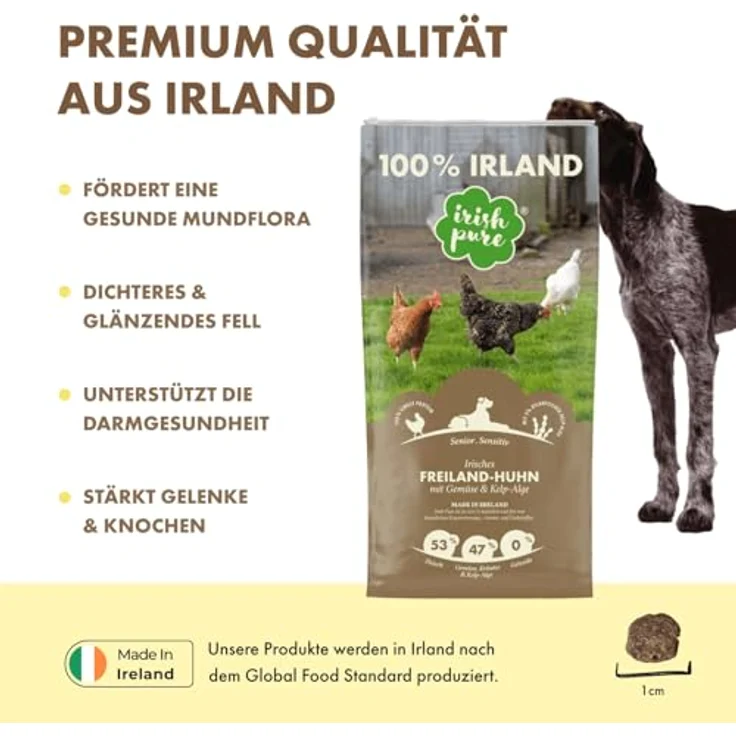 Irish Pure Senior Trockenfutter, 12kg, Freiland-Huhn mit Kelp-Alge & Gemüse, getreidefrei, hoher Fleischanteil, sensitiv, für alle Rassen – Bild 3