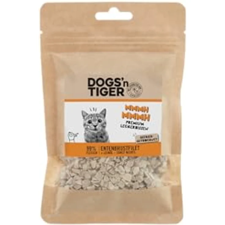 DOGS' n TIGER Mmmh Mmmh Ente, gefriergetrocknete Katzen Snacks mit 99% Entenbrustfilet, getreidefrei, 14x30g – Bild 2