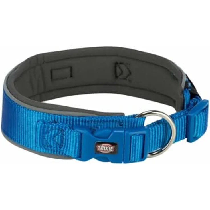 Trixie Premium-Hundehalsband, Graphit und Kobaltblau, M/L, verstellbar von 40-48 cm