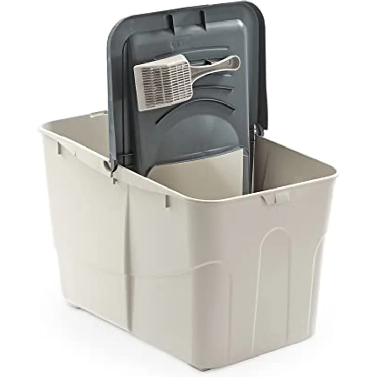 Felyn Go Katzentoilette "BUXO OPEN", moderne offene Katzentoilette in Grau mit hochwirksamer Verschlussstruktur, 58 x 39 x 38.5 cm, inkl. Schaufel und Staufach – Bild 2