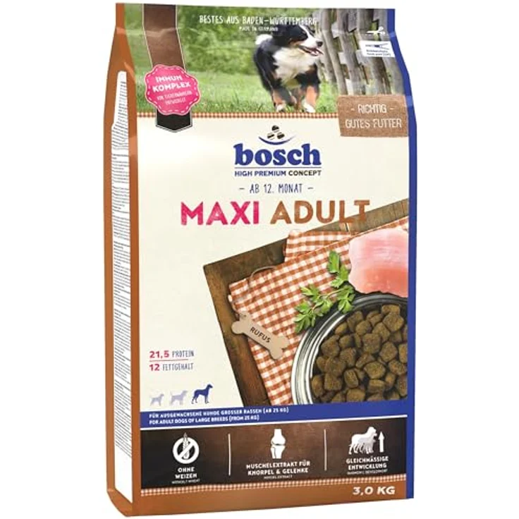 Bosch Hundefutter Maxi Adult, Trockenfutter für übergewichtige Hunde mit magerem Geflügel, 3kg – Bild 1