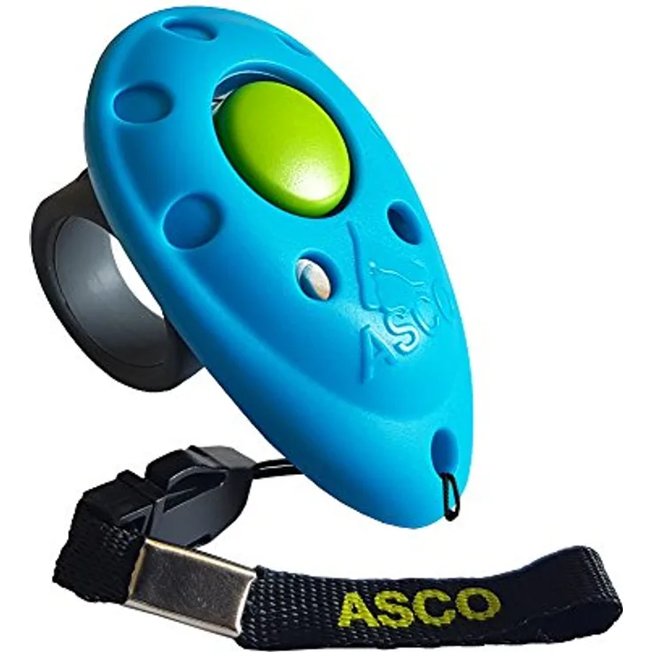 ASCO Finger Clicker ASCO-04F, Premium Clicker für Hunde, Katzen und Pferde, ergonomisches Design, blau