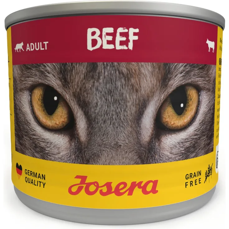 Josera Nassfutter Beef, getreidefreies Katzenfutter mit Omega-3 und Omega-6 Fettsäuren, 6x200g