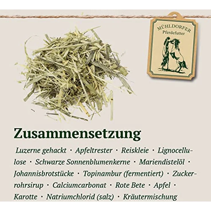 Mühldorfer Mucovital Prebiotic, 20 kg Entzündungsregulierendes Pferdefutter ohne Getreidestärke für Magenerkrankungen, pflanzliche Funktionsstoffe und optimales Säure-Basen-Verhältnis – Bild 4