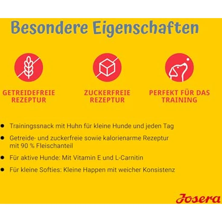 Josera Meat Bites Mini Chicken, Trainingssnack für Hunde mit 90% Fleischanteil, 8x70g – Bild 5