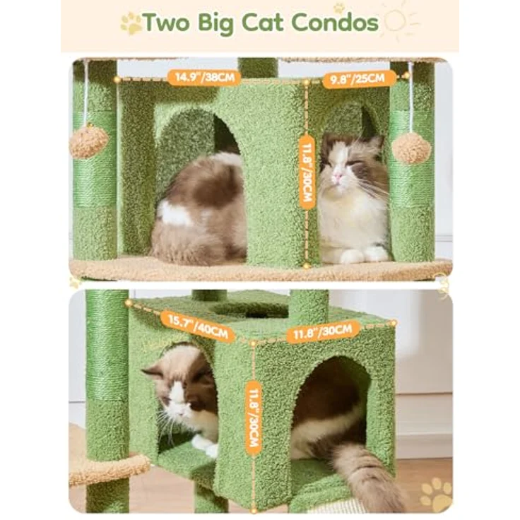 Taoqimiao 193cm Kratzbaum XXL, Multi-Level Katzenbaum für große Katzen mit 3 Plattformen und Sisal-Kratzpfosten, MS047T – Bild 3