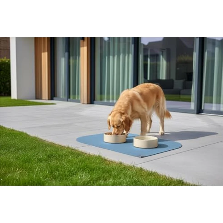 SANOZOO® Napfunterlage „Blatt“, beidseitig rutschfest & waschbar, Futtermatte für Hund & Katze, Made in Germany, Hellblau, 60 x 90 cm – Bild 3