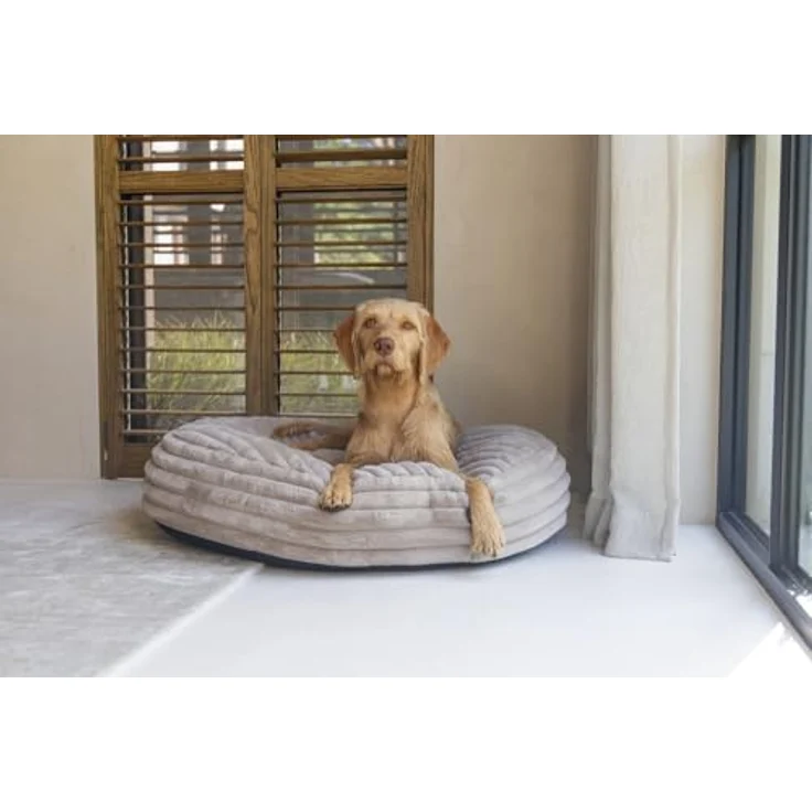 Designed By Lotte Hundekissen Reza Rund Beige, Recycelte Polyesterfüllung, Rutschfeste Unterseite, Maschinenwaschbar – Bild 2